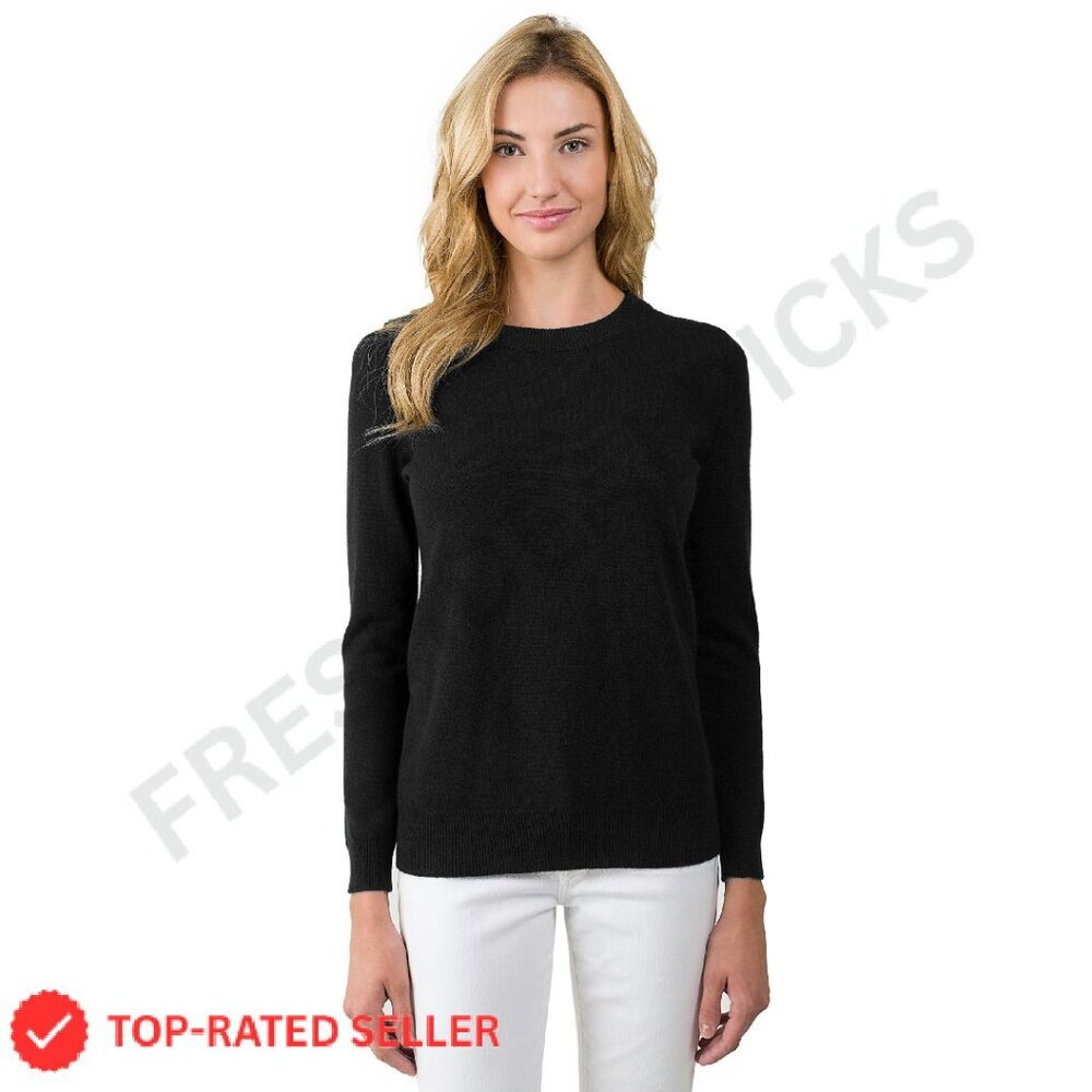 Pure Cashmere Crewneck Sweater Tight Knit Cozy Soft Classic Elegant Minimal